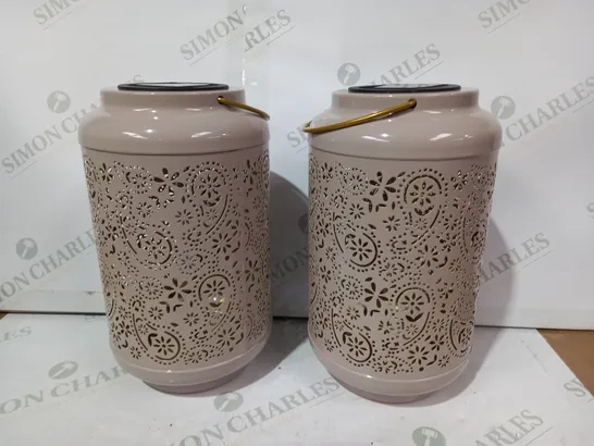 GARDEN REFLECTIONS SET OF 2 PATTERNED SOLAR LANTERNS