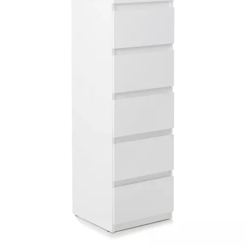 LISSON 5 DRAWER NARROW CHEST - WHITE - COLLECTION ONLY