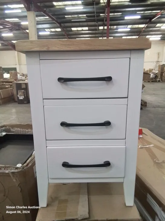 BOXED 3 DRAWER BEDSIDE CABINET - WHITE