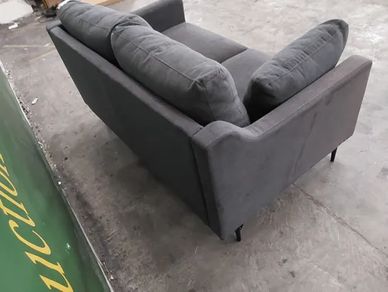DESIGNER 2 SEATER SOFA UPHOLSTERED IN CHARCOAL FABRIC 