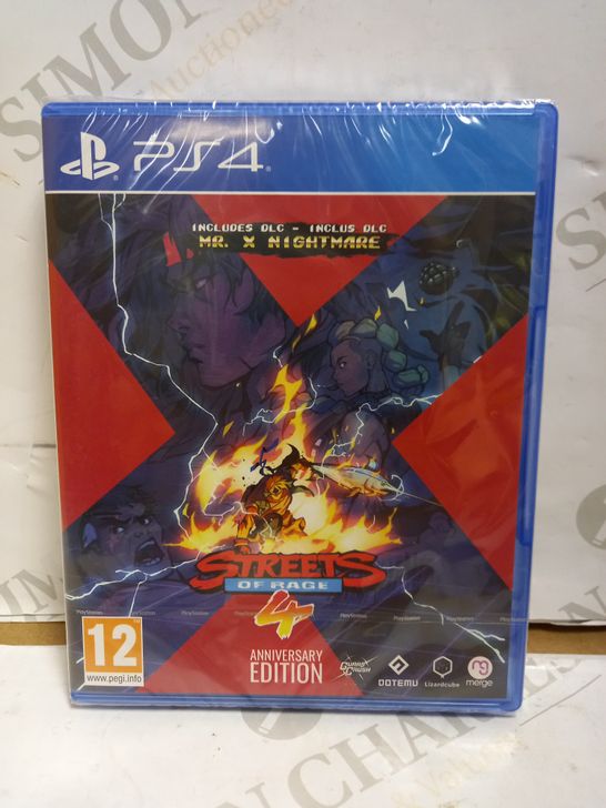 SEALED STREETS OF RAGE 4 ANNIVERSARY EDITION PLAYSTATION 4 GAME