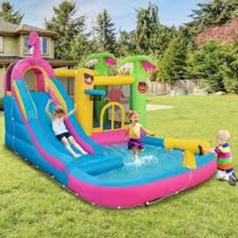 BOXED COSTWAY 6-IN-1 DRY WET COMBO WATER SLIDE INFLATABLE BOUNCY HOUSE BLOWUP WITH 680W BLOWER