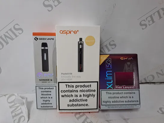 APPROXIMATELY 20 VAPES & E-CIGARETTES TO INCLUDE - AXVA XLIM SQ - GEEK VAPE SONDER Q - ASPIRE POCKEX ECT