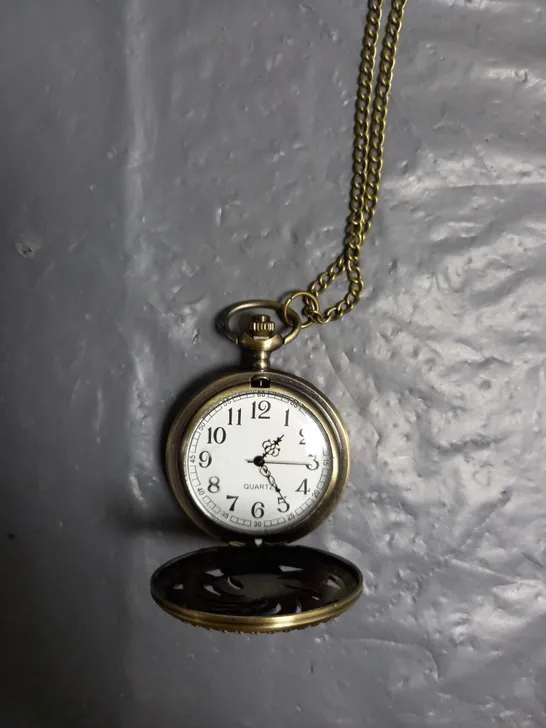 HMS PEACOCK ANTIQUE FINISH POCKET WATCH WITH CHAIN