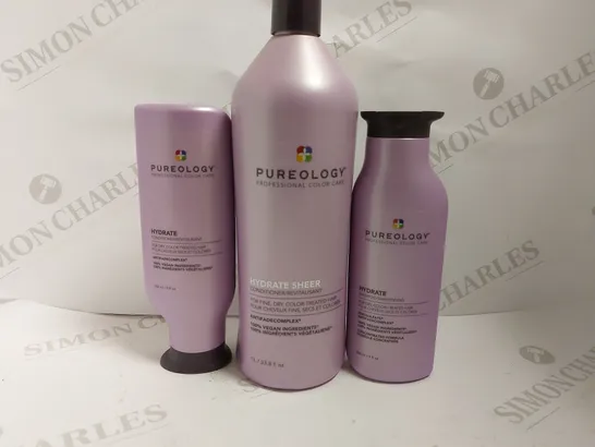 BOX OF APPROX 20 PUREOLOGY HYDRATE SHAMPOO AND CONDITIONER