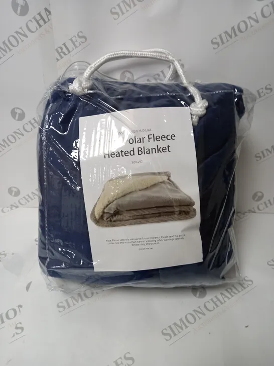 BOXED SUPER POLAR FLEECE 160 X 120CM ELECTRIC BLANKET IN NAVY BLUE 