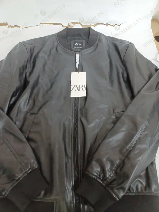 ZARA BLACK ELASTIC NECK JACKET - MEDIUM