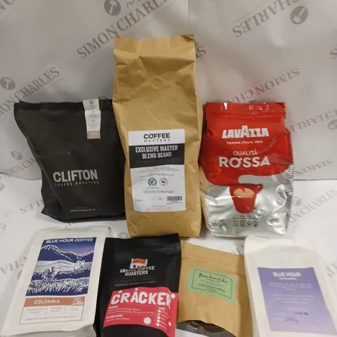 9 X ASSORTED COFFEE PRODUCTS TO INCLUDE LAVAZZA, BLUE HOUR COFFEE, ARGYLL COFFEE ROASTER ETC