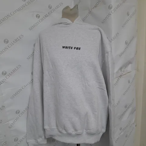 WHITE FOX PRINTED HOODIE IN GLACIER GREY SIZE S/M