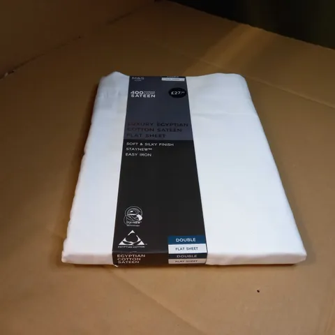 M&S 400 THREAD COUNT SATEEN FLAT DOUBLE SHEET