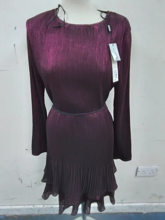 ROMAN PLEATED MINI DRESS IN MAGENTA - 18