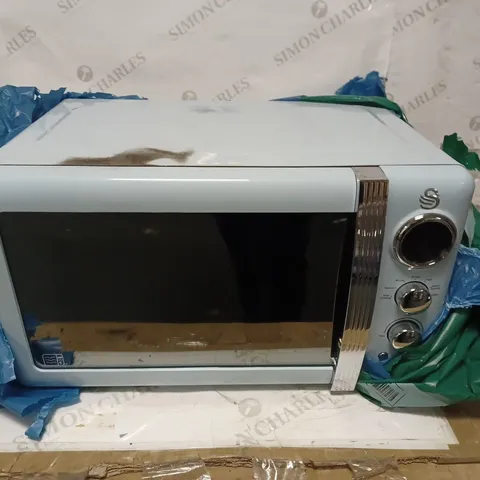 SWAN 800W RETRO MICROWAVE OVEN - BLUE