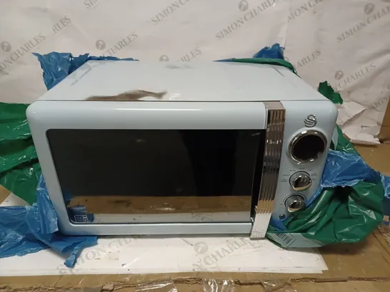 SWAN 800W RETRO MICROWAVE OVEN - BLUE