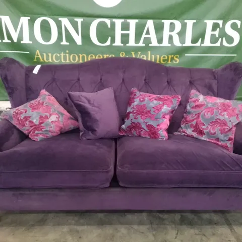 QUALITY DESIGNER 2 SEATER SOFA - PURPLE FABRIC 