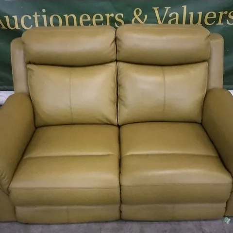 QUALITY DESIGNER MUSTARD LEATHER 2 SEATER SOFA