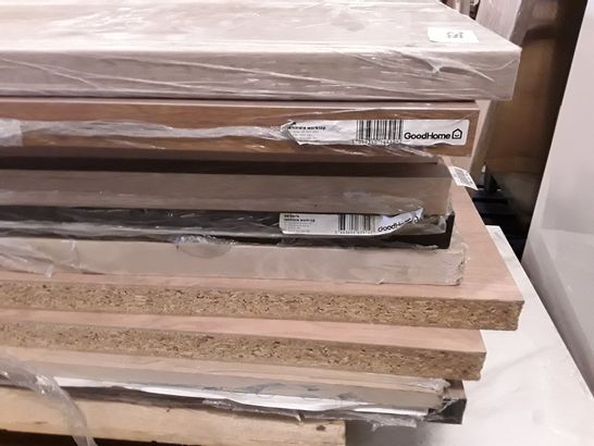 PALLET OF APPROXIMATELY 10 ASSORTED DESIGNER LAMINATE WORKTOPS APPROX 300CMX62CM