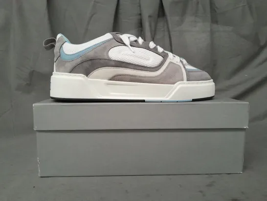 BOXED PAIR OF CLEENS ESSENTIAL SKATE SHOES IN GREY/POWDER BLUE UK SIZE 10