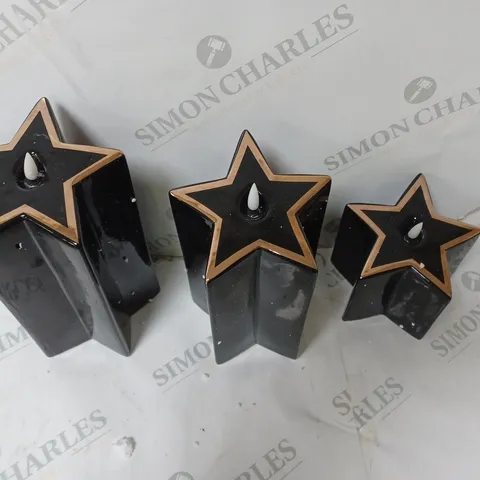 BOXED SET OF 3 CERAMIC BLACK STARS 