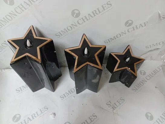 BOXED SET OF 3 CERAMIC BLACK STARS 