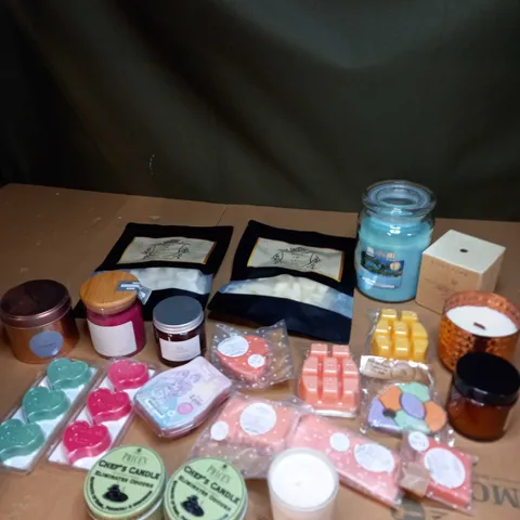 LOT OF ASSORTED CANDLES AND WAX MELTS 