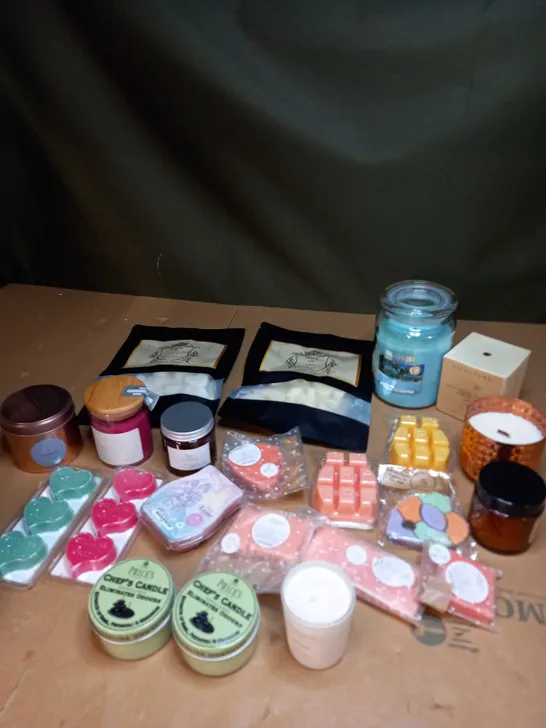 LOT OF ASSORTED CANDLES AND WAX MELTS 