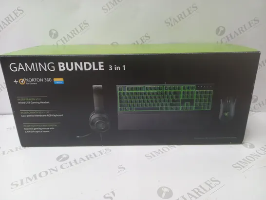 BRAND NEW BOXED RAZER GAMING BUNDLE 3 IN 1 TO INCLUDE - GAMING HEADSET, MEMBRANE RGB KEYBOARD AND ESSENTIAL GAMING MOUSE