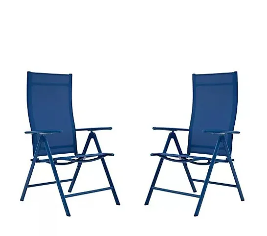 OUTLET GREEN LOUNGE SET OF 2 FOLDING RECLINERS- BLUE