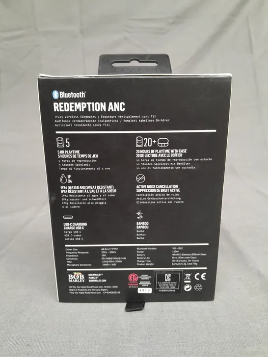 BOXED HOUSE OF MARLEY REDEMPTION ANC BLUETOOTH EARPHONES