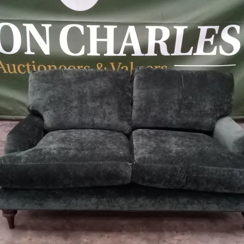 QUALITY THE LOUNGE CO DESIGNER 2 SEATER SOFA - DARK GREEN FABRIC 