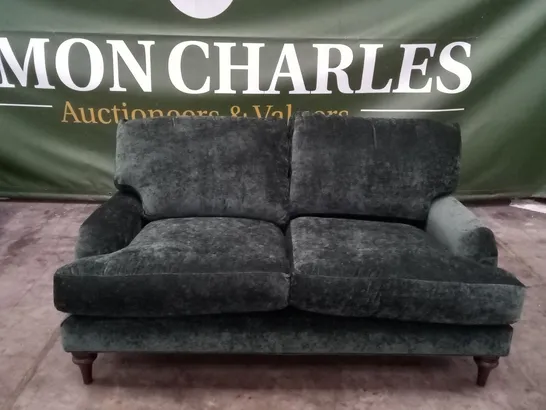 QUALITY THE LOUNGE CO DESIGNER 2 SEATER SOFA - DARK GREEN FABRIC 