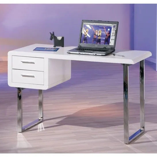 BOXED CARLO COMPUTER DESK IN WHITE HIGH GLOSS (1 BOX)