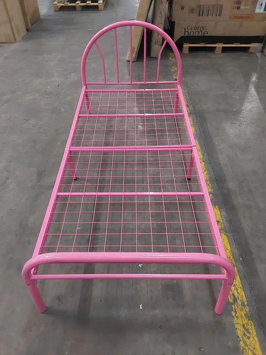 DESIGNER 3FT SINGLE METAL PINK BED FRAME  