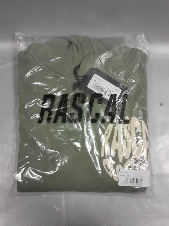 RASCAL CLOTHING CHILDRENS STRIKE HOODIE IN OLIVE - 11-12YRS 