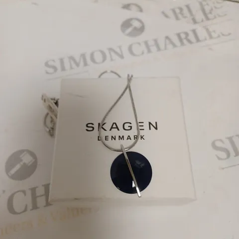 SKAGEN DENMARK BLUE CIRCULAR PENDANT NECKLACE 