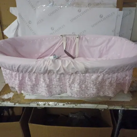 PADDED AND LINED PINK BABY MOSES BASKET