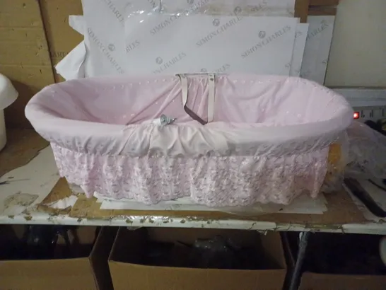 PADDED AND LINED PINK BABY MOSES BASKET