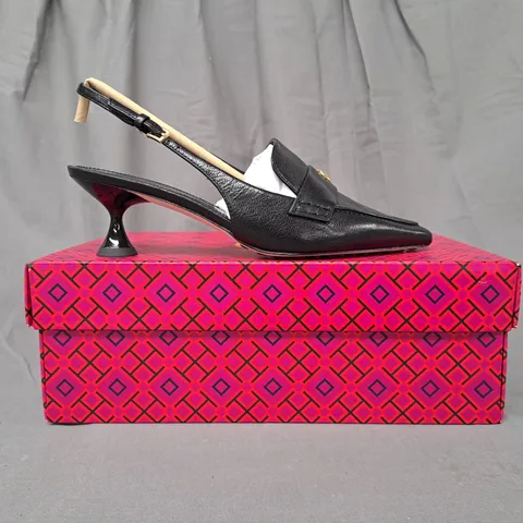 BOXED PAIR OF TORY BURCH BALLET SLINGBACK GOAT LEATHER SHOES IN BLACK US SIZE 6