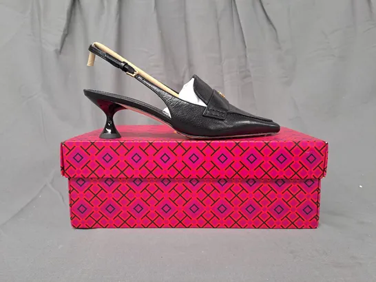 BOXED PAIR OF TORY BURCH BALLET SLINGBACK GOAT LEATHER SHOES IN BLACK US SIZE 6