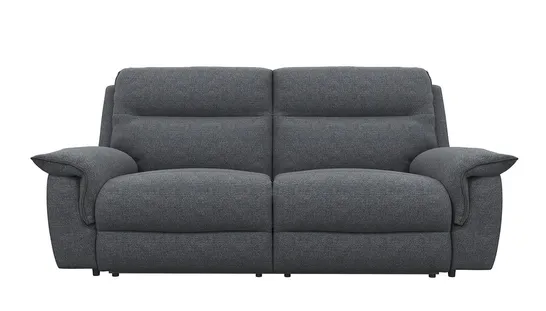 BOXED DESIGNER EXPRESSIONS 3 SEATER POWER RECLINER SOFA LIGHT/DARK GREY