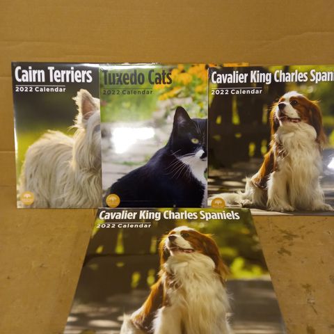LOT OF 11 SEALED BRIGHT DAY COMPANY PET 2022 CALENDARS TO INCLUDE CAIRN TERRIERS, TUXEDO CATS, CAVALIER KING CHARLES SPANIELS 