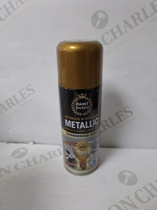 APPROXIMATELY 12 PAINT FACTORY SHIMMERING METALLIC SPRAY PAINT IN SHIMMERING GOLD 200ML 