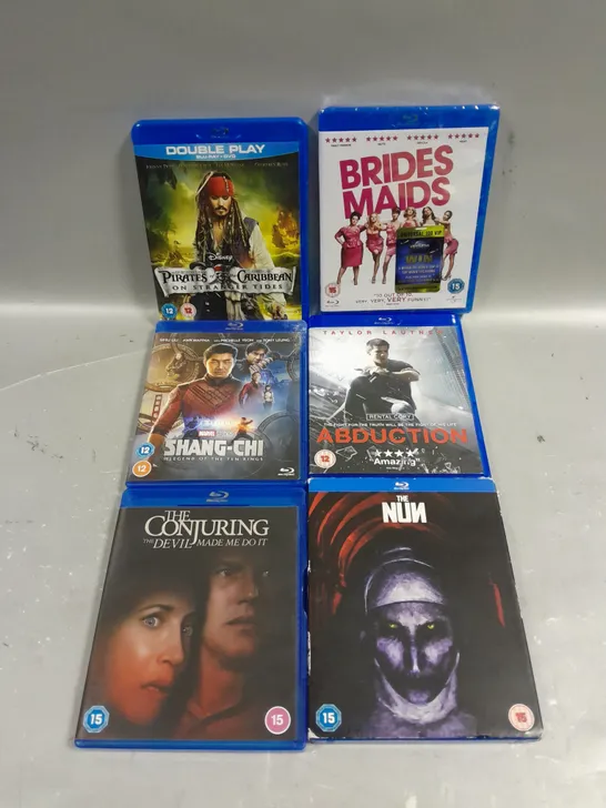 APPROXIMATELY 20 ASSORTED DVD/BLU-RAY MOVIES & SERIES TO INCLUDE THE NUN, BRIDESMAIDS, SHANG-CHI ETC 