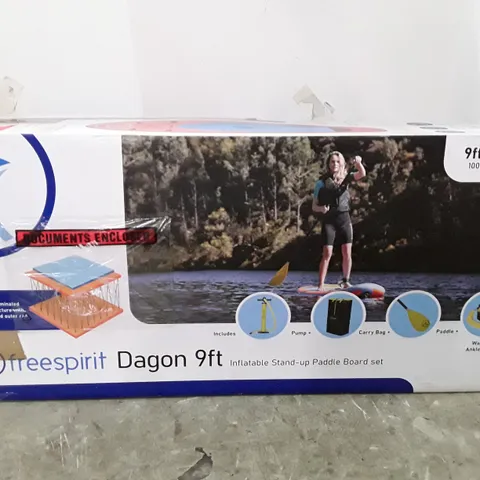 BOXED FREESPIRIT DAGON 9FT INFLATABLE STAND UP PADDLE BOARD SET  