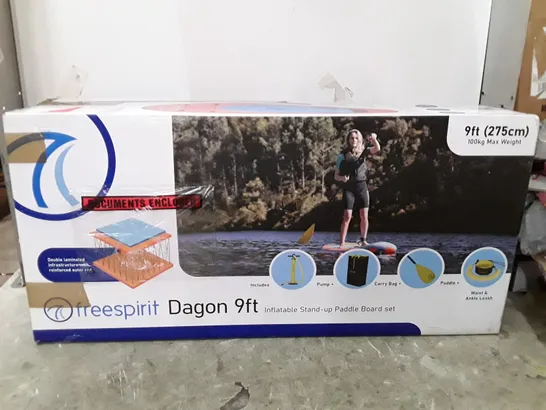 BOXED FREESPIRIT DAGON 9FT INFLATABLE STAND UP PADDLE BOARD SET  