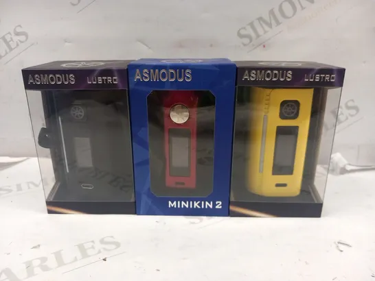 3 BOXED ASMODUS VAPING PRODUCTS TO INCLUDE; LUSTRO AND MINIKIN 2