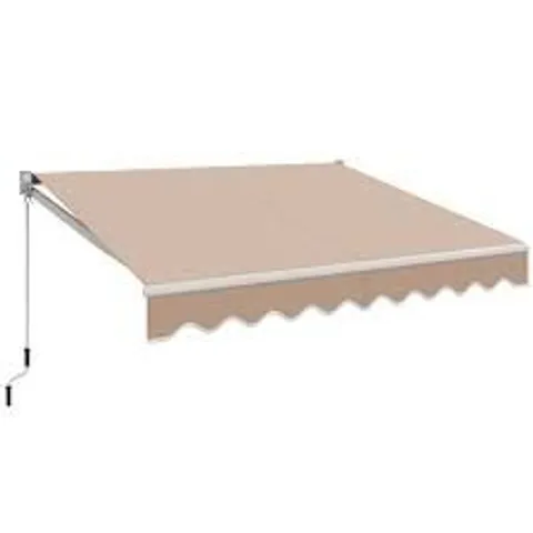 BOXED COSTWAY OUTDOOR MANUAL RETRACTABLE AWNING COVER SHELTER PATIO SUN SHADE - BEIGE