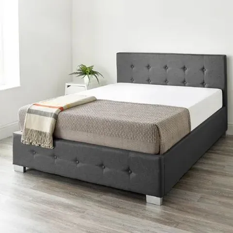 BOXED LAGGAN UPHOLSTERED OTTOMAN BED KINGSIZE - BLACK (2 BOXES)