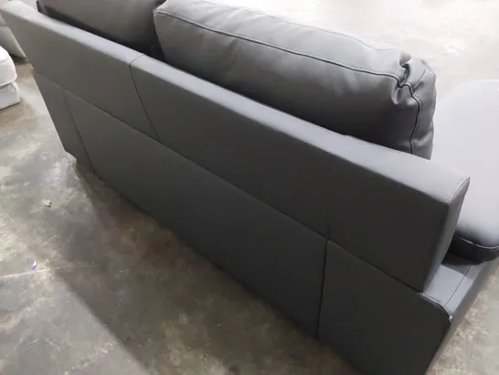 DESIGNER TWO SEATER SOFA GREY LEATHER 