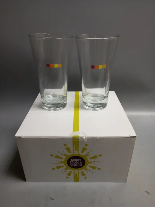 BOXED PAIR OF NESCAFE DOLCE GUSTO COLD DRINKS GLASSES