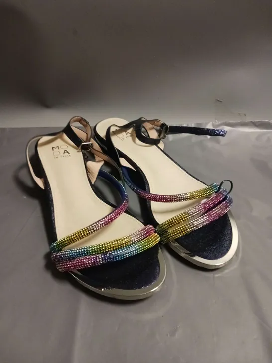 MODA IN PELLE LADIES SANDAL WITH MULTI-COLOURED GLITTER DETAIL SIZE EU 40